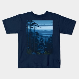 Blue Dusk Forest View #9 Kids T-Shirt